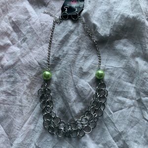 green and silver paparazzi jewelry set